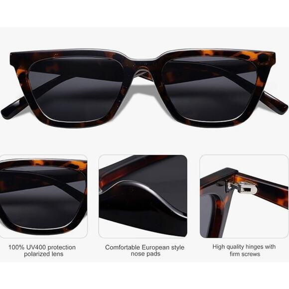 SOJOS Polarized Narrow Square Cateye Sunglasses for Women Retro Trendy - Picture 1 of 4